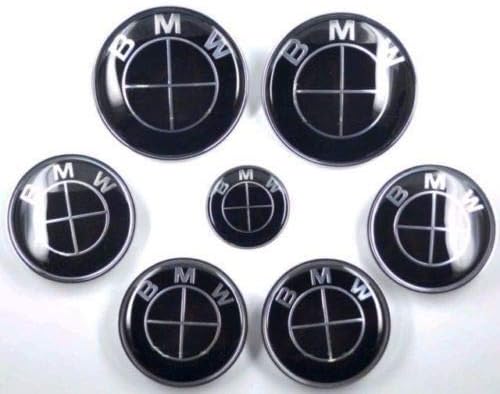 LANPARD 7pcs FIT for BMW² Full Black Badge Emblem Set Wheel Centre Caps e60 e61 e46