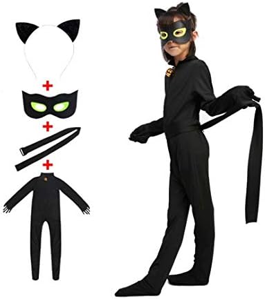 Kids Cat Noir Costume Boy Girl Child Halloween Black Cat Cosplay Jumpsuit X Small Black Buy Online At Best Price In Uae Amazon Ae