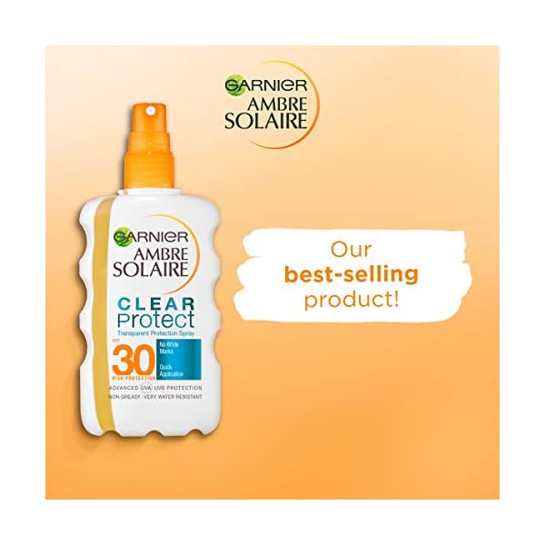 Garnier-Ambre-Solaire-Clear-Protect-Transparent-Sun-Cream-Protection-Spray-SPF30-Non-Greasy-High-Sun-Protection-SPF30-200-ml Garnier Ambre Solaire Clear Protect Sun Cream Protection Spray, SPF30, 200ml