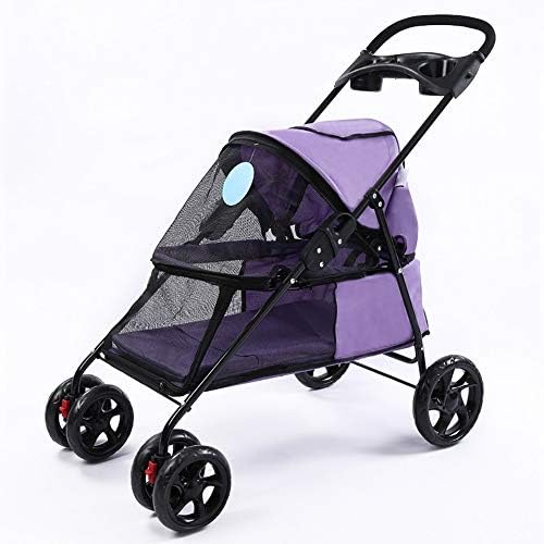 ペットトラベルベビーカー ライト折りたたみペットトロリー2スイベルホイールベビーカーベビーストローラージョガーのために子犬猫ペットビジョンの大規模なフィールド Yhlz Color Purple Ospacp Org Ar