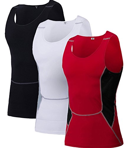 Compression Undershirt Tank Top White for Men Running Gym Work Out Fitness Basketball Marethon Shirt Tank Top Shapewear Spandex Elastic Size XXXL