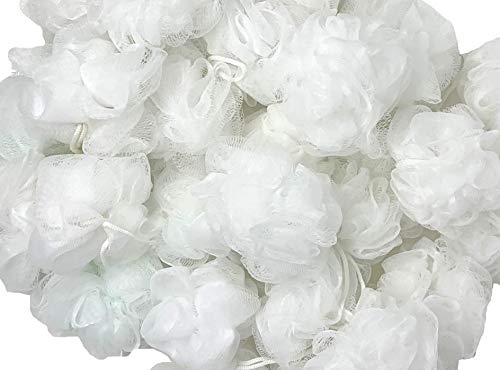 Loofah Lord 24 White Bath or Shower Sponge Loofahs Pouf Mesh Wholesale Bulk Lot - Thumbnail 2