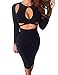 ALLEGRACE Womens Sexy Long Sleeves Slim Bodycon Party Bandage Club Dresses Black M