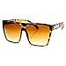 zeroUV Large Oversized Retro Fashion Square Flat Top Sunglasses (Tortoise)