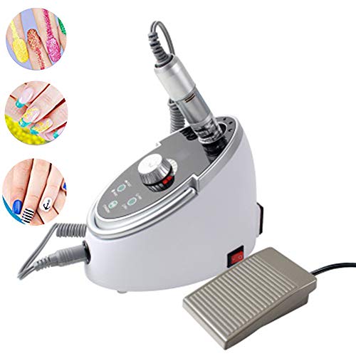 Electric Nail File,65W 35000RPM Electric Nail Art Drilling Grinding Pen Machine Set Manicure Pedicure Tools with Foot Switch Nail Drill Machine Set