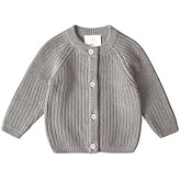 Stellou & friends 100% Cotton Chunky Ribbed Knitted Cardigan for Boys & Girls Ages 0-6 Years