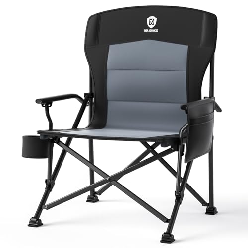 EVER ADVANCED Campingstuhl Faltbar 230KG Belastbar XL Klappstuhl 62cm Sitzbreit mit Seitentasche Getränkehalter Übergroß Faltstuhl Angelstuhl für Camping Outdoo