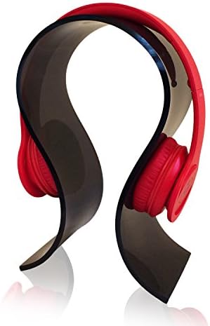 Stylish Acrylic Omega Headphone Hanger / Stand with Cleaning Cloth by Headphone Hangers (TM) - Smoke