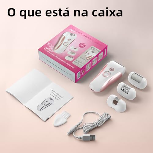 GOKOCO Aparelho Depilador Elétrico 3 em 1, 3 Cabeças Substituíveis, Recarregável, Uso Sem Dor para Pernas, Axilas, Corpo Inteiro, Viagem, GF1079, Rosa