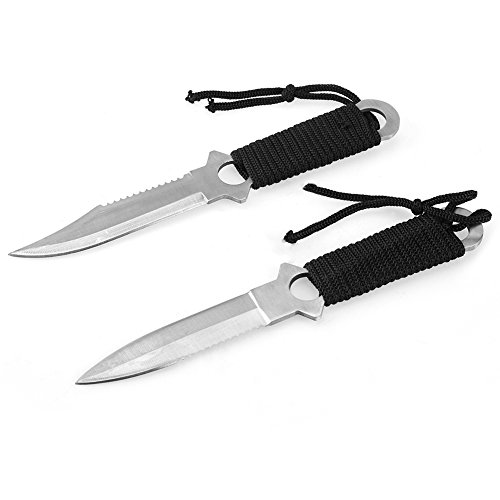 TOOLTOO Scuba Diving Knife Set – Tactical Survival Knife Kit – 4 Pieces Set Razor Sharp With Nylon Knife Pouch for Outdoor Snorkeling Hunting Survival Rescue and Water Sports, 8.5”