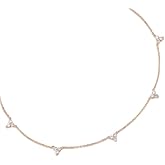 espere Sterling Silver Triple Cubic Zircon Stones Cluster Choker Chain Necklace 14-16 Inch, 3 Colors Available