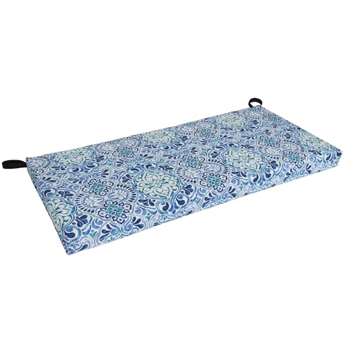 Blazing Needles Outdoor Loveseat/Bench Cushion, 40" x 19", Fiorella Baltic, 1 C…