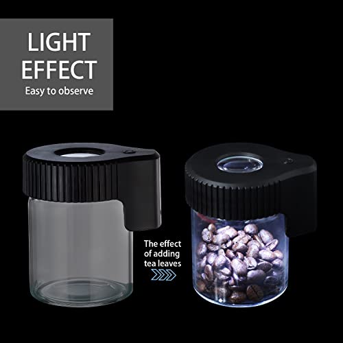 Honeypuff Magnifying Glass Jar with Light, LightUp LED Transparent
