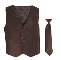 Vest and Clip On Baby Boy Necktie set - BROWN - S/M (0-12 Months)