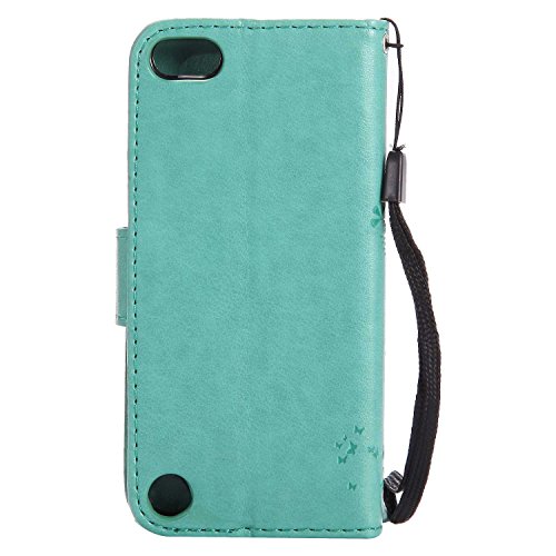 iPod Touch 5th / 6th Generation Wallet Case, UNEXTATI Leather Flip Cover Case with Kickstand Feature for Apple iPod Touch 5th / 6th Generation (Green #11)