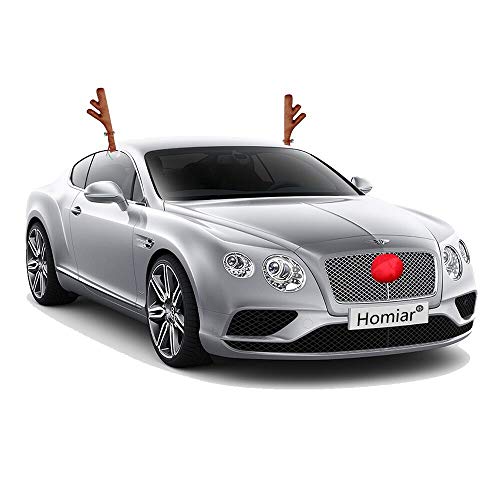 Car Reindeer Antlers Christmas Vehicle Costume with Jingle Bells and Nose for Car Accessories (2)