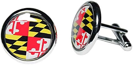 Maryland Flag Silver Plated Designer Cufflinks Shirt Wedding Business