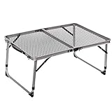 REDCAMP Aluminum Folding Grill Table for Camping, Adjustable Height Lightweight Portable Outdoor Grill Stand Table for Outside Picnic BBQ Beach, Black