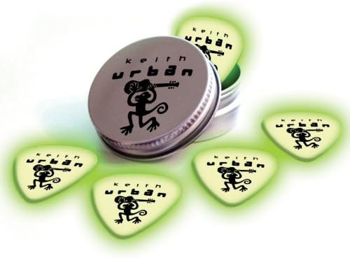 Printed Picks Company Keith Urban 5 X Glow In The Dark Premium Guitar Picks and Tin