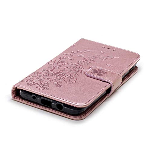 Case Galaxy J3 2018, Bear Village Leather Embossed Design Case with ID & Credit Card Pockets, Wallet [Wrist Strap] Stand Cover for Samsung Galaxy J3 2018 (#2 Pink) - Thumbnail 2
