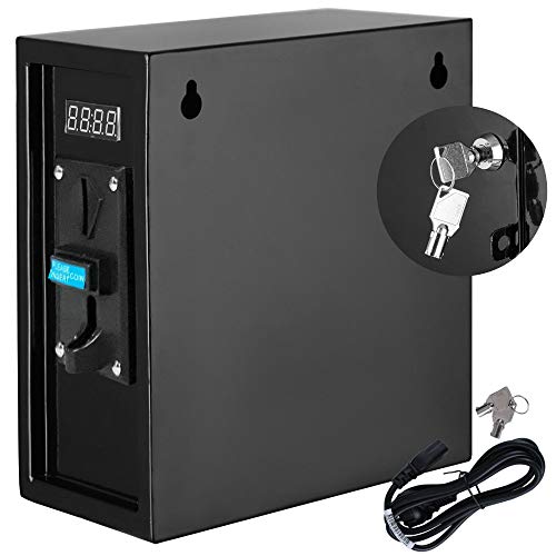 Pevor Coin Operated Timer Control Power Supply Box Coin Acceptor Programmable Control Coin Acceptor Multi Coin Selector for Vending Machine Electronicial Device 110V USA Warehosue (Black)
