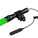 BESTSUN Green Light LED Coyote Varmint Predator Hunting Light Tactical Flashlight with Offset Mount Rifle Side Rail Mount, Pressure Switch, Spare 18650 Rechargeable Battery and Charger