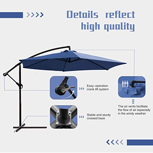 Greesum Offset Umbrella 10FT Cantilever Patio Hanging Umbrella Outdoor