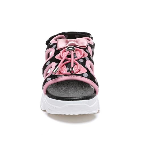 BERNAL GIRLS LIGHT-WEIGHT SANDALS WITH BOW TODDLER/LITTLE KID/BIG KID FASHION OPEN TOE ADJUSTABLE STRAPS SUMMER SHOES OUTDOOR BEACH SANDALS (BLACK 11)