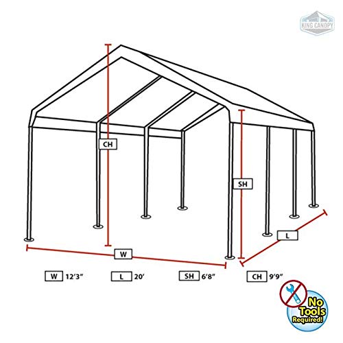 12X20 Universal Canopy -1 3/8 '' Pipe with top only