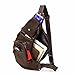 BAIGIO Men's Retro Leather Chest Bag Shoulder Sling Backpack Crossbody (Brown)