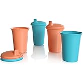 Tupperware Bell Tumblers & Sippy Cup Seal 7 oz (200 mL) Set of 4 Cosy Rosy & Spa blue color