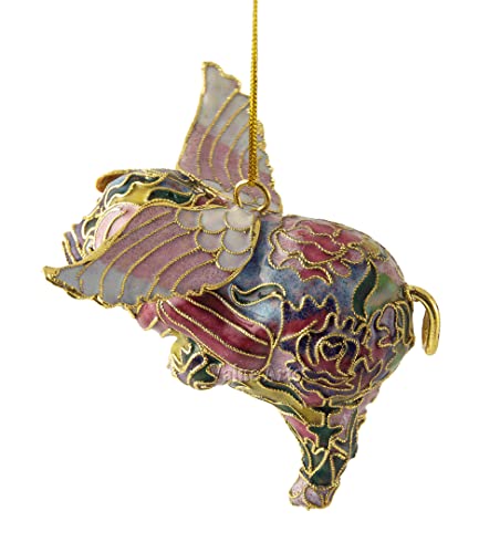 Value Arts Handmade Cloisonne Pink Flying Pig