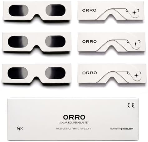 Lunettes d’éclipse solaire 45 mm, Lot de 2/6/12, Blanches, S’adaptent par-dessus les lunettes de vue, Protection oculaire certifiée, Testées EN ISO 12312-2:2015, Marquage CE - Coupe Edge