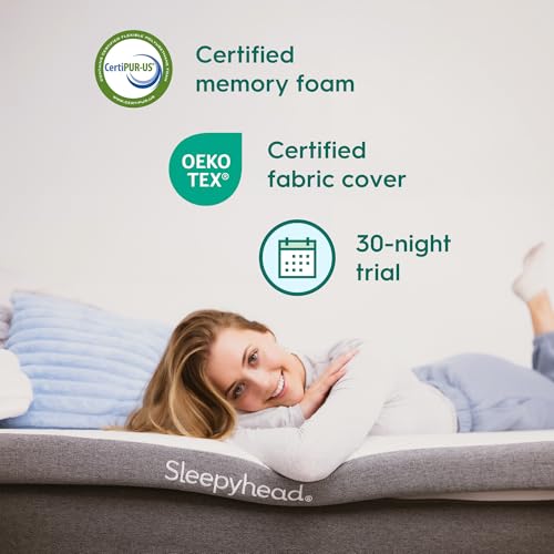 Sleepyhead Twin XL Mattress Topper 3 Inch for College Dorm, Cooling Gel Memory Foam, Pressure Relief, Removable Washable Cover, CertiPUR-US Certified (XL Twin 3")
