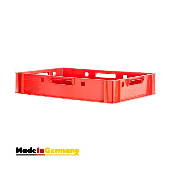 1 Stück E1 Fleischkiste Rot Kiste Eurobox Lebensmittelecht Metzgerkiste Box Aufbewahrungsbox Kunststoff Wanne Plastik Stapelbar Lagerkiste 60 x 40 Kingpower – Bild 3