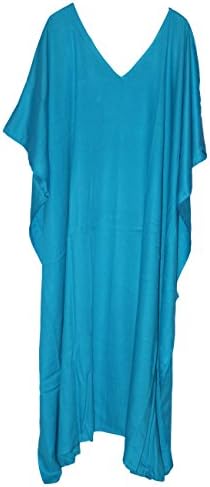 theblueeve Free Size Plain Kaftan Long Maxi Kimono Caftan Gown Nightdress Beach Party Casual Dress