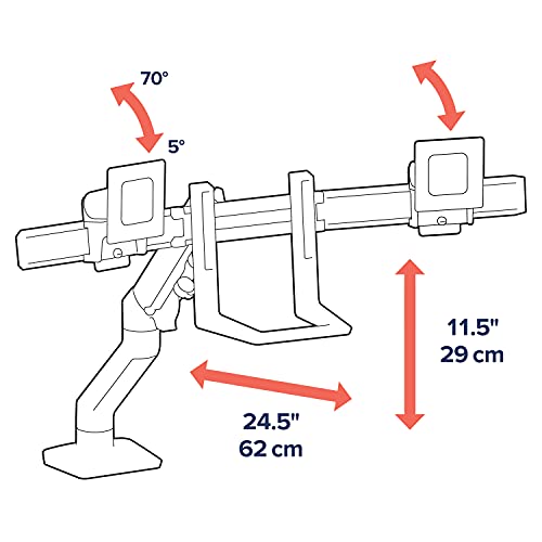 Ergotron HX Dual Monitor Arm, VESA Desk Mount for 2 Monitors Up to