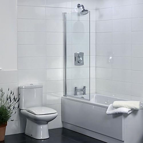 Coram ShowersSFQ80CUC 1400mm x 800mm Bathscreen, Chrome Finish, 5mm Thick Clear Glass