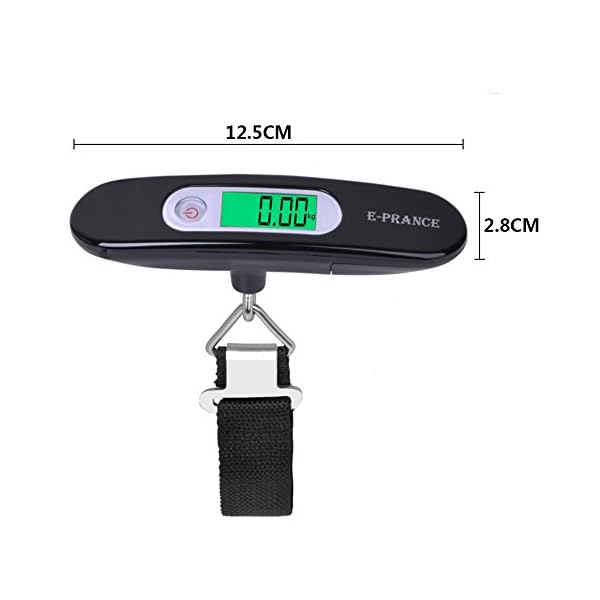 Bilancia Pesa Bagagli Digitale Portatile Con Gancio - Attacco Per Manico Valigia, Display LCD, Tara Automatica, Nero, Taglia Unica