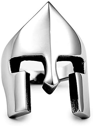 FlyStarJewelry Fashion Punk Stainless Steel Spartan Warriors Mask Helmet Ring Men Size 7-14