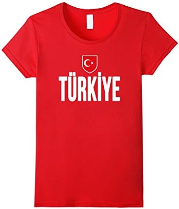 Women's TURKIYE T-shirt Turkish Pride Turkey Flag Soccer Football Small Red