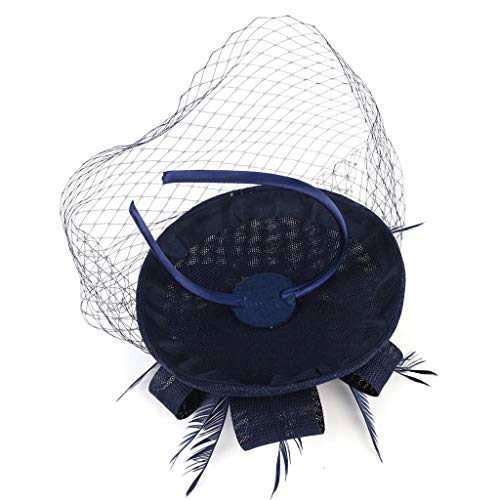 Kinglly Elegant Fascinators Hats 20s 50s Hat Pillbox Hat Cocktail Tea Party Headwear Navy