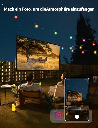 Lepro ZB1 AI LED Fairy Lights Outdoor 15 m, RGB + Warm White Smart LED S14 WiFi Bulbs, App Control, Works with Alexa & Google, IP65, Personalised AI Light Designer, without Remote Control, 15 LEDs