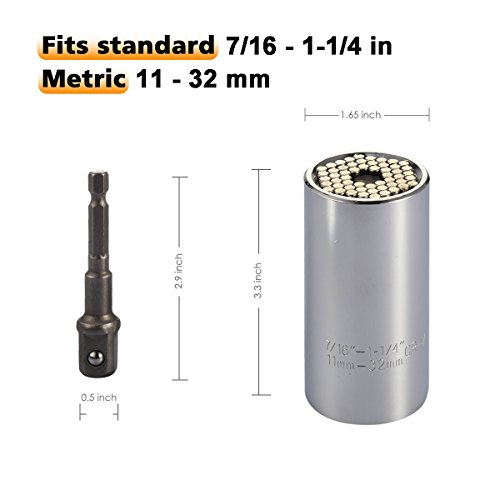 Universal Socket, EvZ Professional 11-32mm Multi-Function Ratchet Wrench Grip Power Drill Adapter Tools DIY Gift for Men Him Husband Dad Father Handyman Women