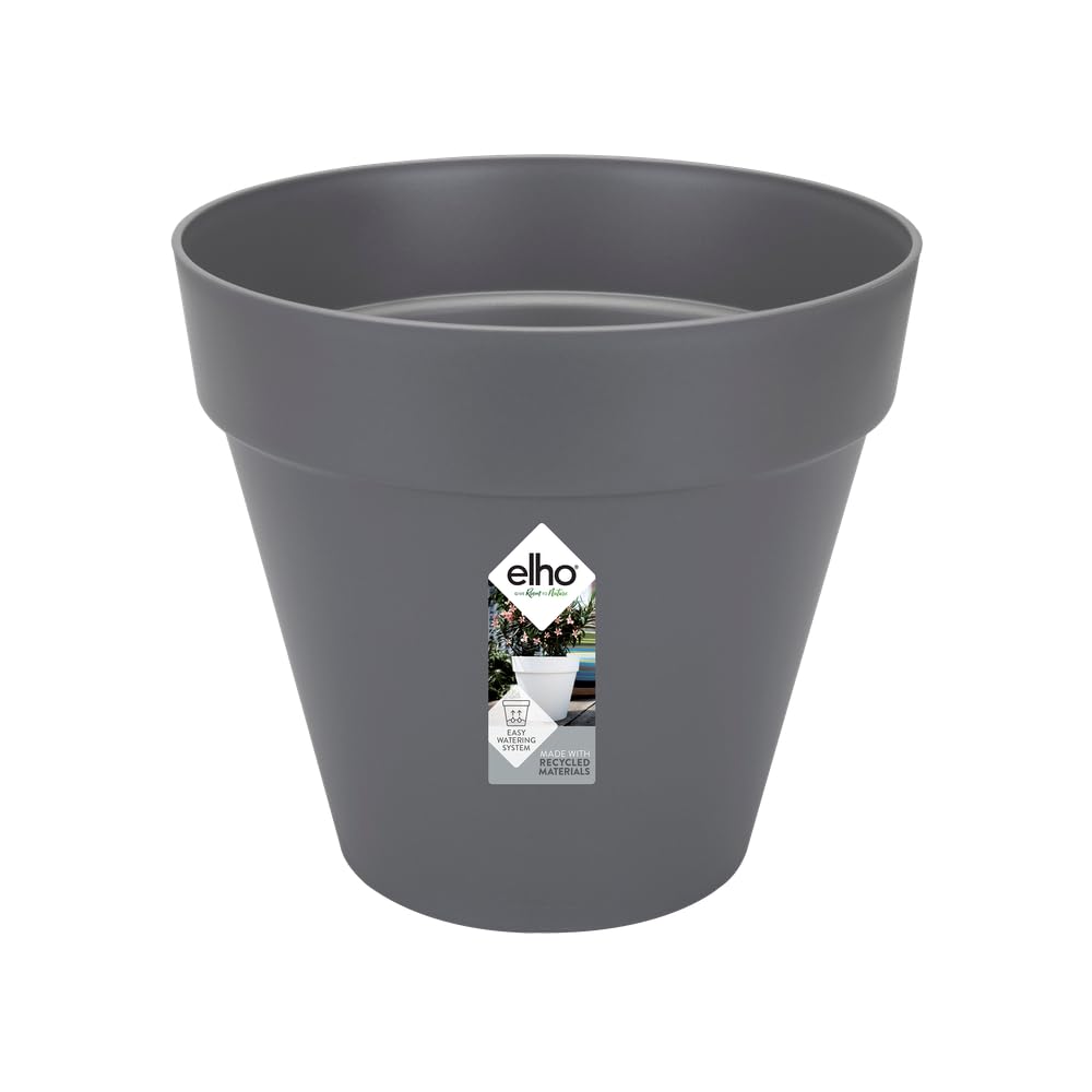 elho Loft Urban Round 20 - Flower Pot for Outdoor - Ø 19.3 x H 17.5 cm - Black/Anthracite