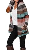Poulax Women's Lightweight Geometric Print Drape Front Cable Knit Cardigan with Pockets