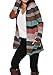 Poulax Women's Geometric Print Open Front Leightweight Knit Cardigan with Pockets,Brown,XXL