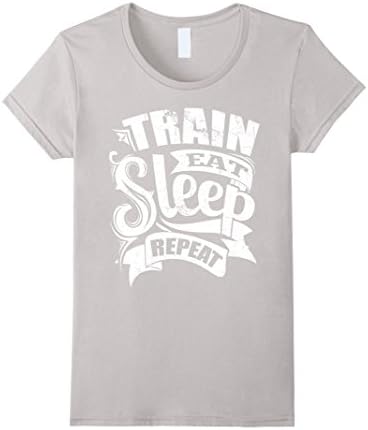 Women's Train Eat Sleep Repeat Fitness Tee XL Silver