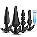 Anal Trainer Kit for Beginners, PALOQUETH Butt Plug Set with Flared Base Tapered Tip Adult Sex Toy for Anal Pleasure Insertion 4 Plugs 1 Lube