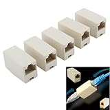 VizGiz 5 Pack Newtwork Ethernet Lan Cable F/F Female to Female RJ45 Coupler Straight Modular Inline Connector CAT 5 5E Cat5E Extender Plug Extension Joiner Adapter 8P8C for LAN CCTV Camera Computer PC